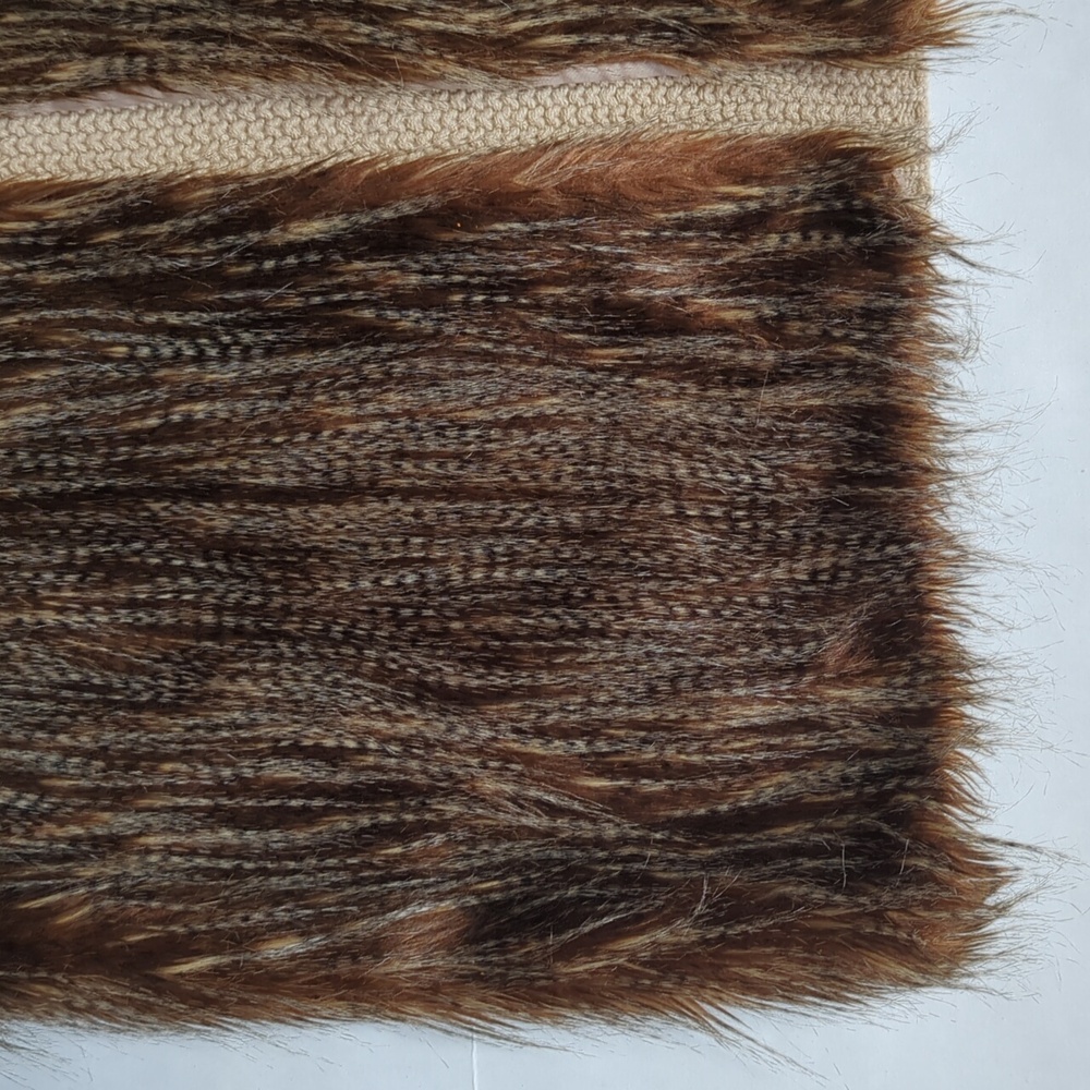 Pink Republic Faux Fur Open Front Fuzzy Sweater Vest LARGE Camel Tan Brown - Picture 12 of 16